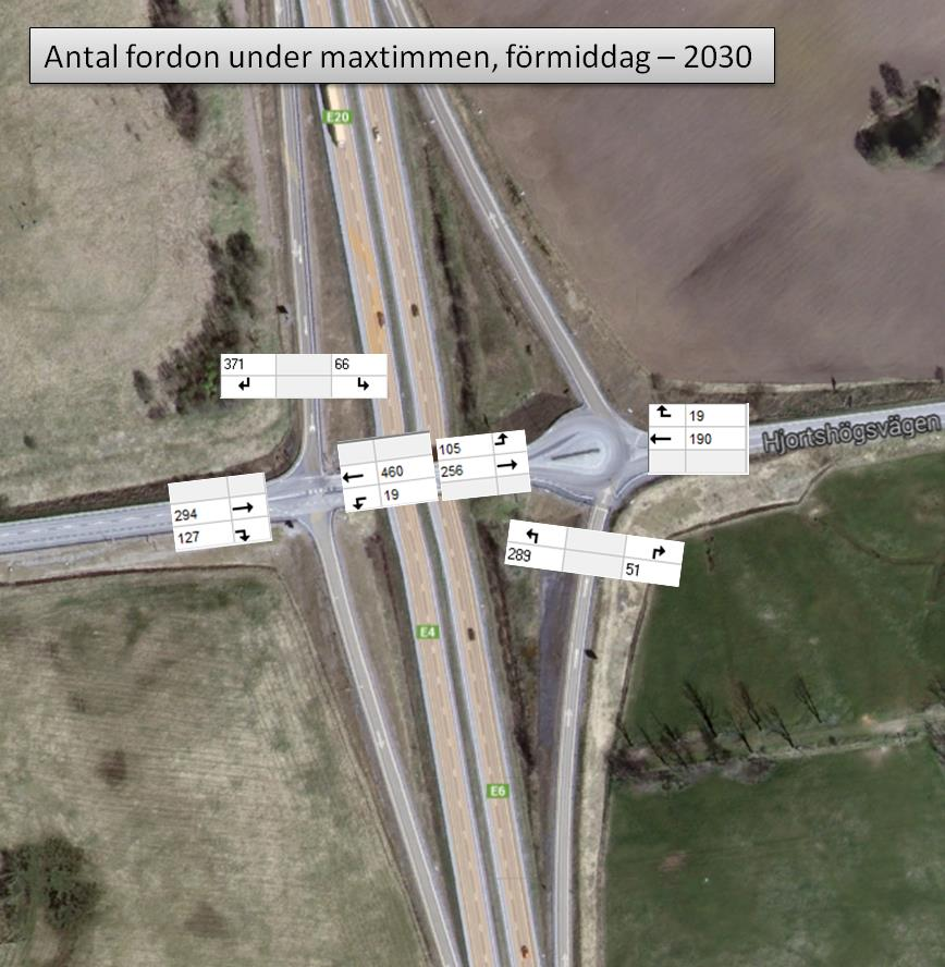 2.3 Maxtimme, 2030 Med hjälp av modelleringsprogrammet Qube har en stadsomfattande modell för trafikflöden har tagits fram för nuläget och för prognosåret 2030.