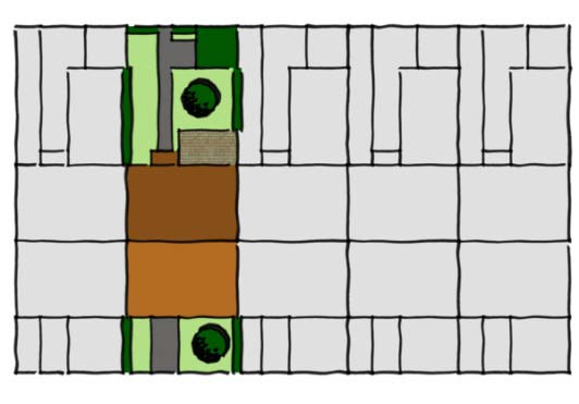 stamomfång 110 cm samt 2 träd med stamomfång 50 cm kan sparas och ingå i den planerade gemensamma marken.