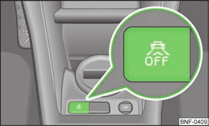 Slå på och stnga av City Safe Drive Bild 69 Undre del av mittkonsolen: Knapp för City Safe Drive-systemet på sidan 64.