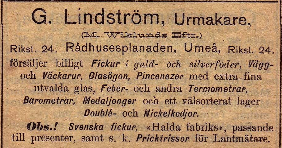 14 Lindahls Ur & Optik Kå Ge Skolgatan 56 Tel.