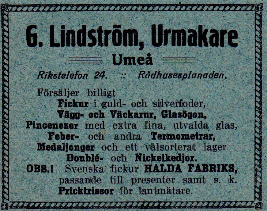 112887 1966 Lindström Urmakare och Urfabrikör G. A. Rådhusespl. Tel.