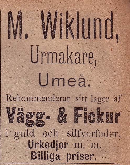 19 Wiklund Urmakare, M.