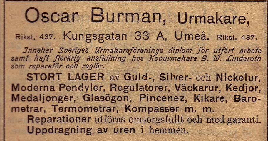 Etablerat 1910 ## Burman