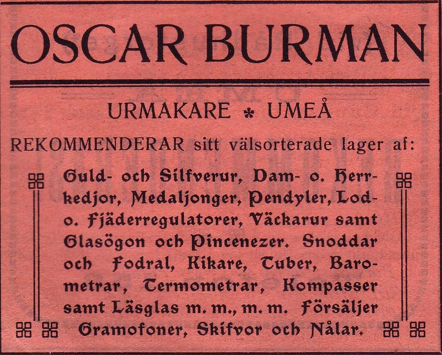 4 Burman Urmakare, Oskar