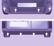 Parkeringshjälp 91 Parkeringssensorer Lägga i backväxeln Parkeringssensorerna med ljudindikering (fram och bak) och/ eller grafisk indikering (bak) består