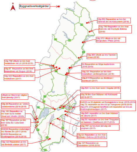 Större bro- och tunnelåtgärder Åtgärder