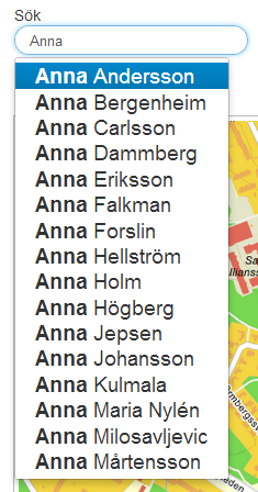 Fastighet o Adress o Namn Objekt o Adress o Namn o Nummer Kund o Namn o Personnummer Figur 4: Sökning med förslag SÖKRESULTAT Efter genomförd sökning