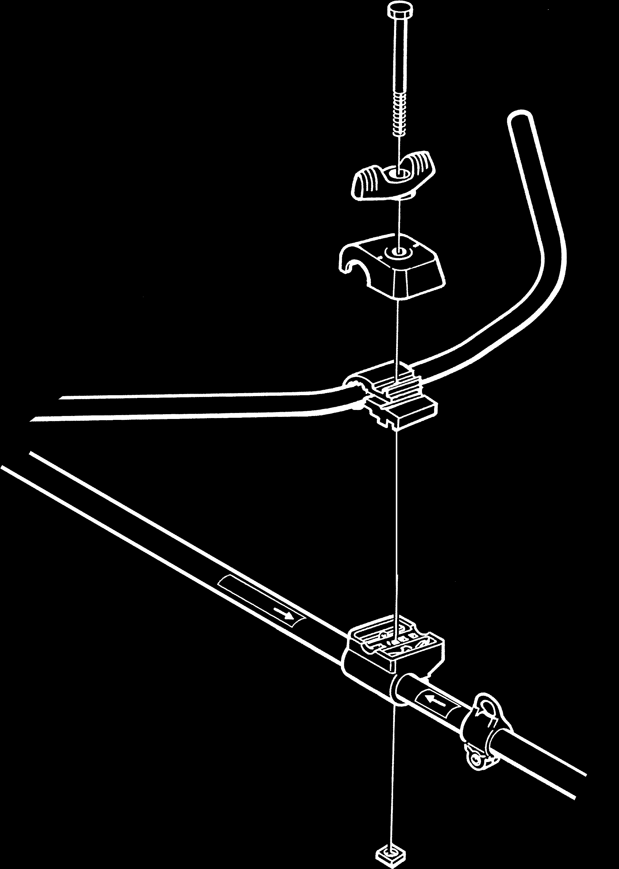 MONTERING Montering av styre Transportläge, styre Styret kan lätt vridas längs med riggröret för enklare transport och förvaring. Demontera skruven vid bakre delen av gashandtaget.