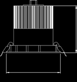 Downlight för infällt montage. Armaturring av gjuten aluminium, som standard vit. Armaturring av gjuten aluminium, som standard vit. Övriga detaljer av aluzink, kylning av eloxerad aluminium.