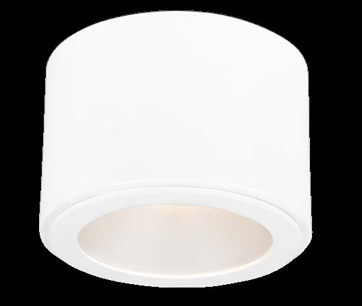 Livslängd L70 Ta25 50000h (B50) MacAdam 3 SDCM CRI: >80 IP 20 CE Downlight för utanpåliggande montage. Stomme av vitlackerad aluminium.