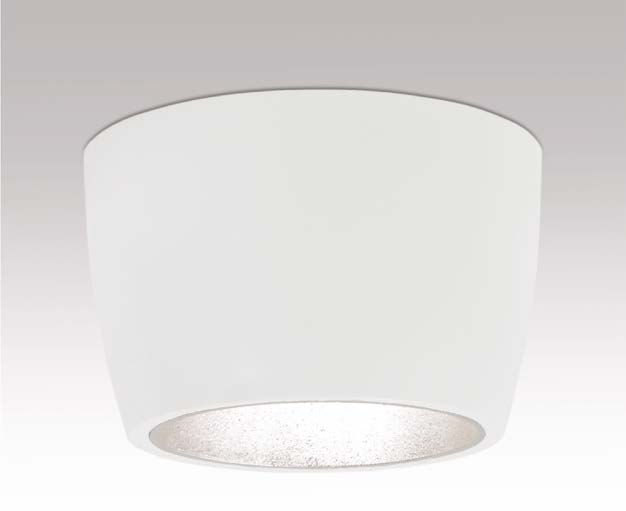 DOWNLIGT ZUMO 7 DOWNLIGT ZUMO 9 Downlight för utanpåliggande montage. Stomme av vitlackerad aluminium. Reflektor av renaluminium i högglansutförande, blank eller fasett.
