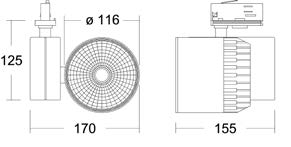 SPOTLIGT VEGA SPOTLIGT RIGEL LED spotlight för montering i 3-fas strömskena. Roterbar reaktordel i aluminium.