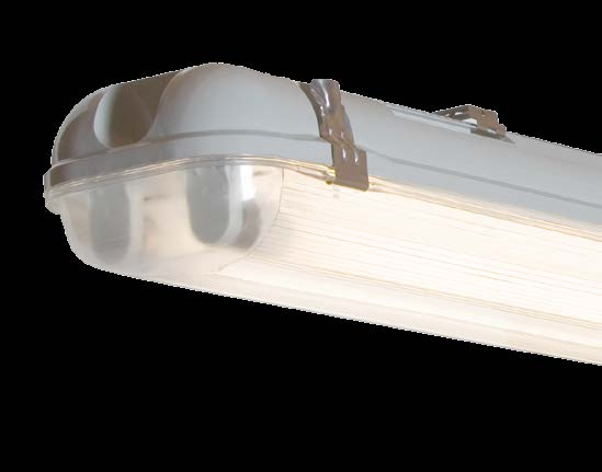 Kuplås av rostfritt stål. Som tillbehör finns mycket effektiv reflektor för T5. Anslutning via gavel. Som standard 3-fas överkoppling 2,5 mm 2, ej 14 och 18 W.