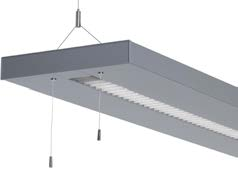 INTERIÖR FLATLED INTERIÖR FLATLIGT Pendlad LED-armatur med upp- och nedljus för kontor. Stomme i plåt strukturlackerad vit RAL 9016 Silvergrått tvärlamellbländskydd med diffuserande skiva.