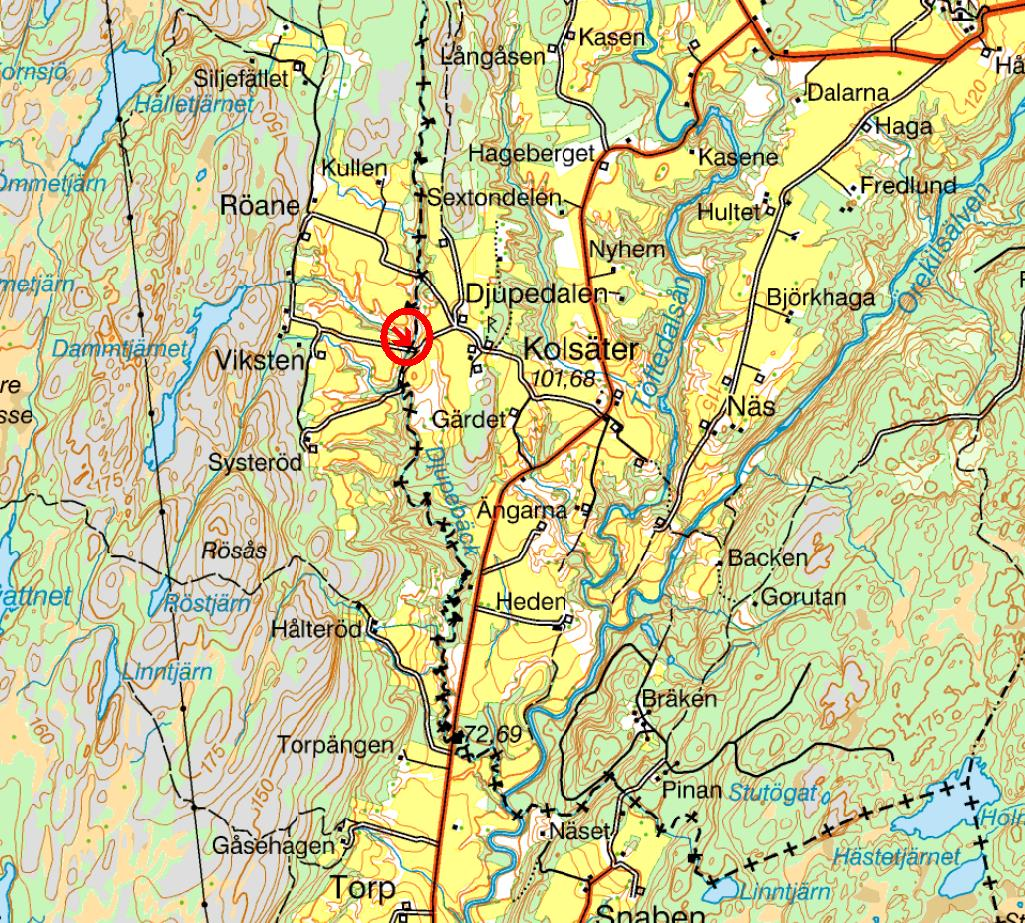 Objekt 5, Djupebäck, Viksten Egennamn: Vattendrag: Viksten Djupebäck Lokalkoordinater: 6523470-1268025 (rt 90) Lokalisering: Se karta 4 Karta 4 Objekt 5.