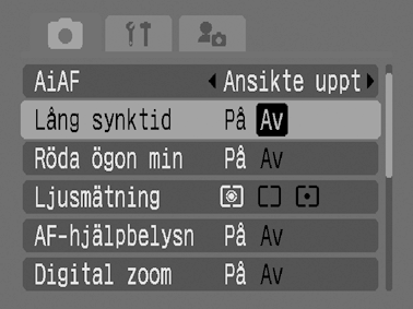 23). *Grundinställning. Ställa in funktionen för lång synktid Fotograferingsmetod Du kan fotografera med blixt med lång slutartid.