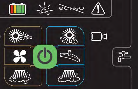 ANVÄNDNING ec-h2o-knapp (TILLVAL) Med ec-h2o-knappen friges ec-h2o-systemet så att det startar när 1-STEP-knappen och skurfunktioner aktiveras.