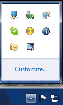 3. Hantering av monitorn Visa menyn DisplayLink Manager: 1. Klicka på pilen Visa dolda ikoner på aktivitetsfältet, för att visa alla tillgängliga ikoner. 2.