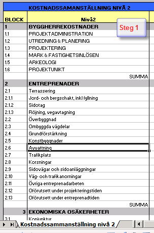 5 Lathund Detta är verktyget som är beslutat att användas för att göra och redovisa anläggningskostnader med osäkerhetsbedömningar inför åtgärdsplanering