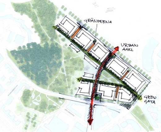 Kilen innehåller de viktigaste publika funktionerna i Kista Äng. Här inryms en ny stadspark, ett centralt torg och en skolbyggnad samt en förskola.