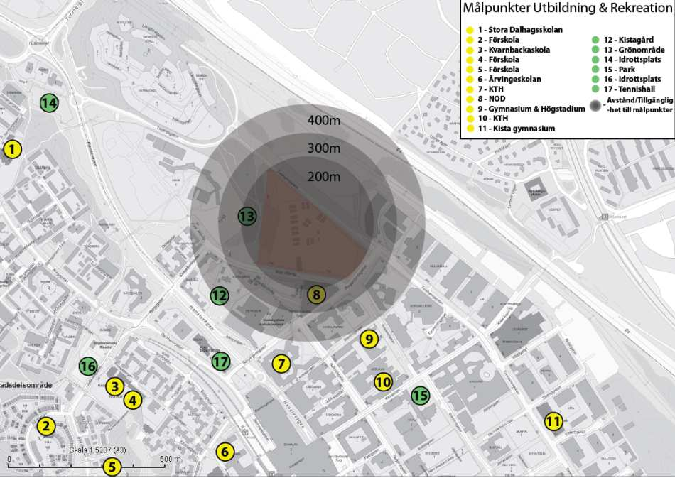 Sida 9 (38) Målpunkter för utbildning och rekreation. Geotekniska förhållanden Markförhållanden Planområdet utgörs huvudsakligen av lermark som överlagrar friktionsjord och därunder berg.