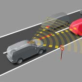Pre-Collision System, PCS, (Aktivt krockskyddssystem), Lane Departure Alert, LDA, (Körfilsvarning) och Road Sign