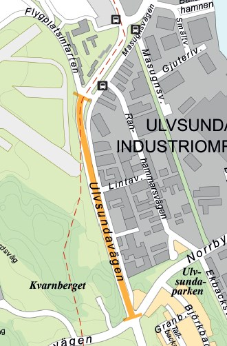 Sida 27 (44) Kvarnbacksvägen-Flygplatsinfarten (900 Meter) På västra sidan uppförs en