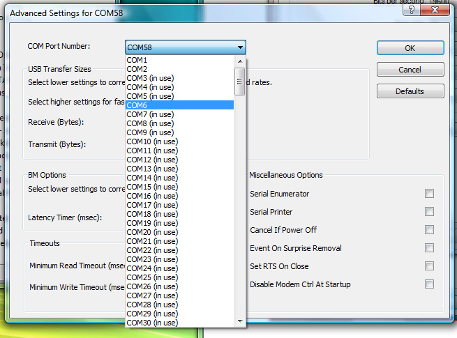 Ändra com nummer Dubbelklicka först på USB Serial Port (COM58) (i bilden ovan) för att få upp egenskaper.