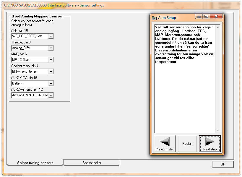 AUTOSETUP & FÖRSTA STARTFÖRSÖK För att ta fram en allra första mapp finns en guide som man kan starta som steg för steg tar dig igenom alla steg för att få