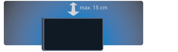 Placera TV:n upp till 15 cm från väggen. Det perfekta avståndet för att titta på TV är tre gånger TV:ns diagonala skärmstorlek. När du sitter ned ska ögonen vara i nivå med skärmens mitt.