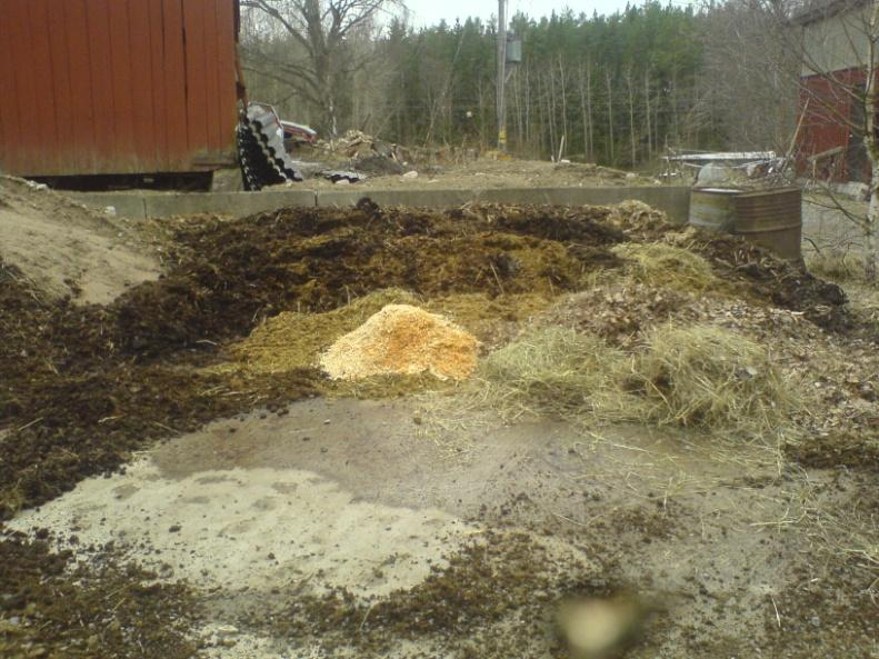 tre hästarna går ute mycket vilket minskar gödselmängden. Den gödsel som bildades gick till trädgårdsodling eller gårdsägarens åkermark. Hästarna står mestadels på torv.