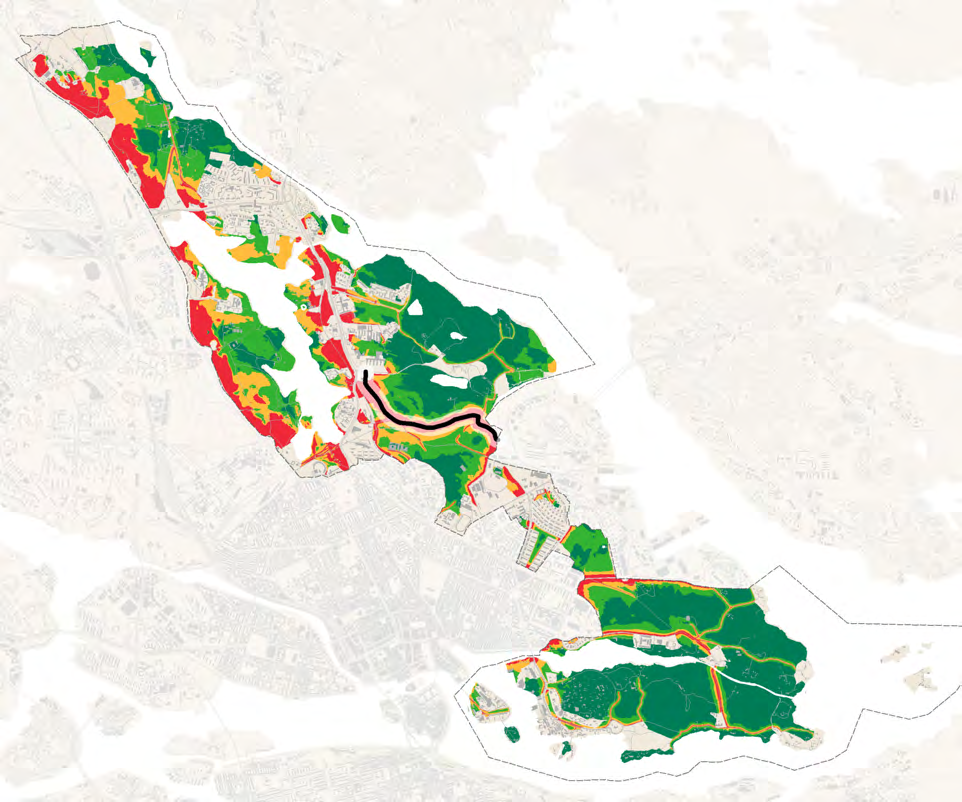 LJUDMILJÖ I REKREATIONSYTOR (VÄGBULLER) BAKGRUND 2007 utförde Stockholms stad en uppdaterad bullerkartläggning av Nationalstadsparken.