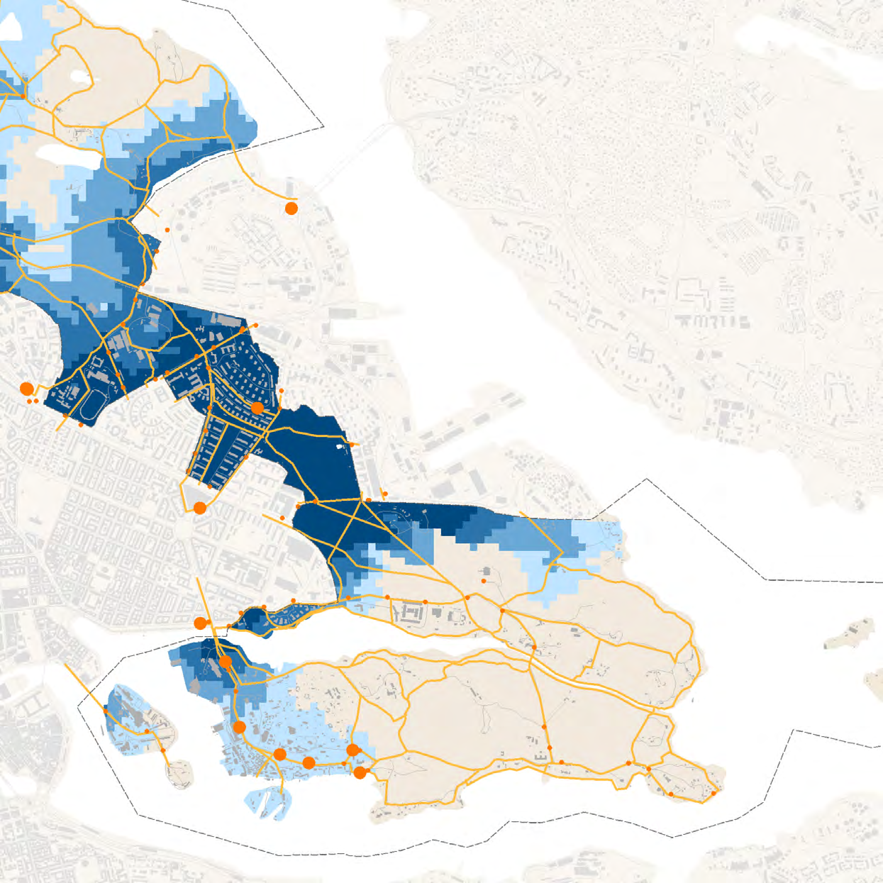 TILLGÄNGLIGHET SÖDRA DELEN LOKAL TILLGÄNGLIGHET - BEFOLKNINGSTÄTHET ÖVER 20 000 BOENDE OCH ARBETANDE INOM 1 KM ÖVER 10 SOLNA 000 BOENDE OCH ARBETANDE INOM 1 KM ÖVER 5 000 CENTRUM BOENDE OCH ARBETANDE