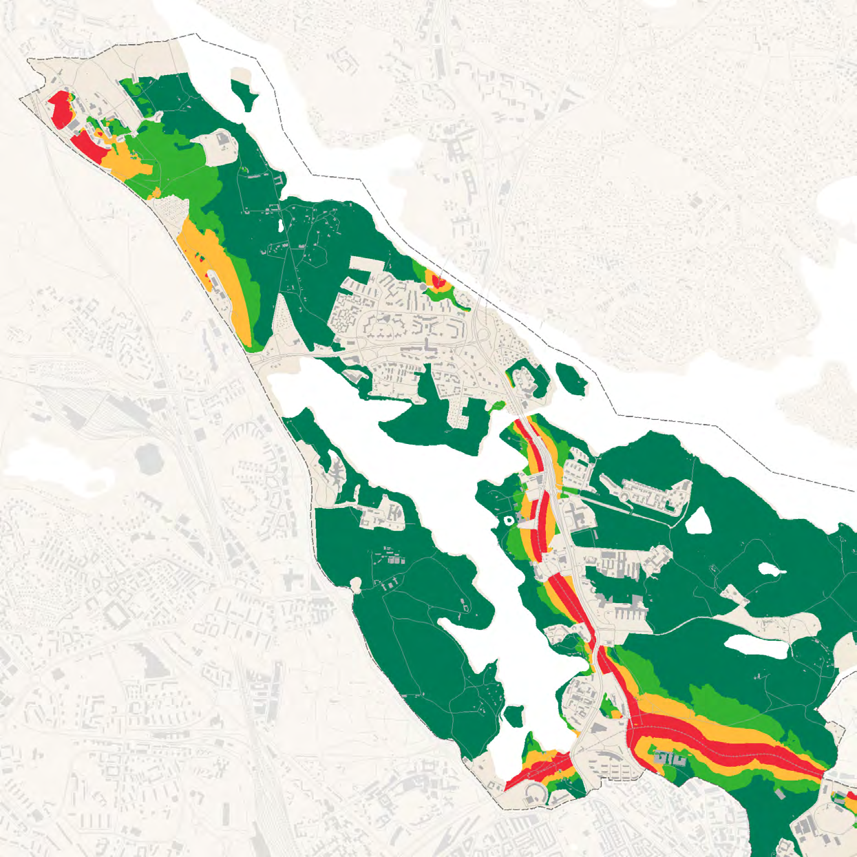 LJUDMILJÖ I REKREATIONSYTOR, SPÅRBULLER NORRA DELEN LJUDMILJÖ I REKREATIONSYTOR SPÅRBULLER HÖGA BULLERNIVÅER MÅTTLIGA