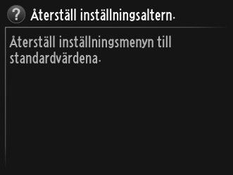 U Menyguide De flesta fotograferings-, bildvisnings- och inställningsalternativ kan nås via kamerans menyer. Tryck på G-knappen för att visa menyerna.