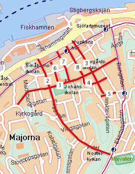 Majorna I området Majorna genomfördes inventering på följande gator: 1 Amiralitetsgatan 2 Såggatan 3