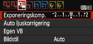 3 Inställningar av menyfunktioner [Z3] Exponeringskompensation Exponeringskompensationen kan ställas in på upp till ±5 steg, men exponeringskompensationen för filmscener kan däremot endast ställas in