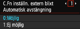 3 Ställa in blixtenn Radera blixtinställningar Tryck på <B> på skärmen [Funktionsinst. extern blixt] för att visa skärmen för att radera blixtinställningarna.