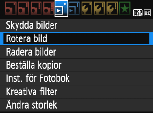 b Rotera bilden Du kan rotera bilden som visas till önskad riktning. 1 Välj [Rotera bild].
