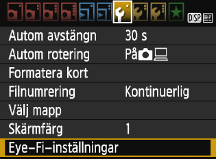 H Använda Eye-Fi-kort Med hjälp av ett förinställt Eye-Fi-kort, som finns att köpa i handeln, kan du automatiskt överföra bilder som du tagit till en dator eller till en onlinetjänst via trådlöst LAN.
