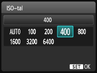 Om du har ställt in [AUTO] ställs ISOtalet in automatiskt (s. 89).