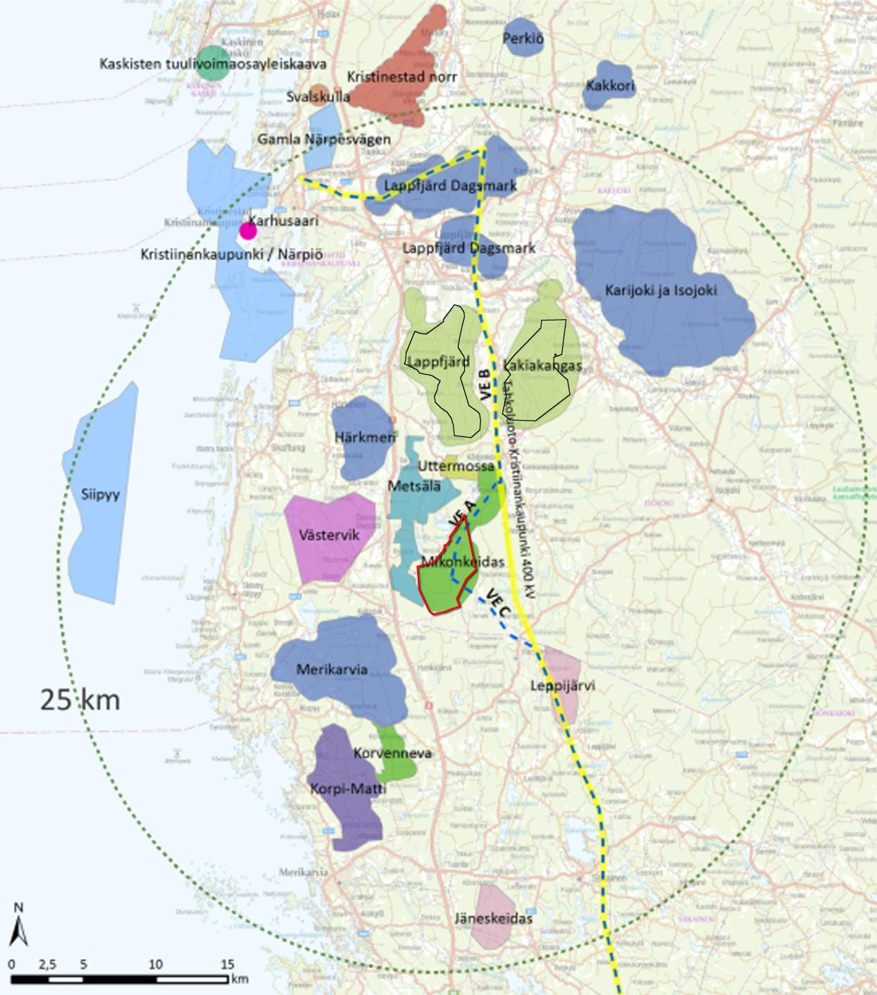 57, TEKN 16.3.2016 17:00 / Pykälän liite: Kaavaselostus_Planbeskrivning KRS_SWE[1] 17.2.20 FCG SUUNNITTELU JA TEKNIIKKA OY Planbeskrivning, Kristinestad 30 (97) Kristinestad 17.2.2016 Delgeneralplan för Mikonkeidas vindkraftspark 3.