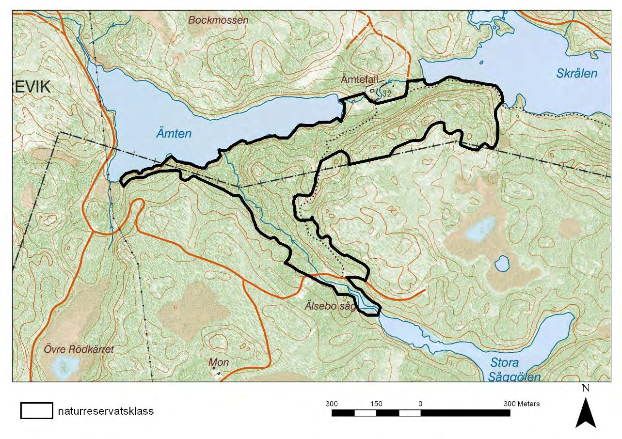 Karta över ämtefall. Länsstyrelsen Östergötland, Lantmäteriet.