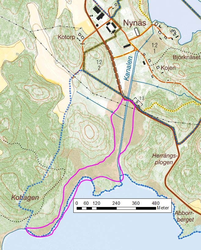 Strandäng sydväst kanalen Koordinater (SWEREF 99): O 636554, N 6520378 Nynäs Inventeringsår: 2014 Området utmed den kanal som löper från Nynäs slott ut i Trobbofjärden består till stor del av en