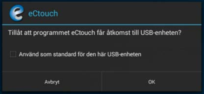 Koppla in en speciell svart USB-sladd med en vinklad micro USB-kontakt i den ena änden och en vanlig USBkontakt i den andra änden till USB Alert-adaptern.