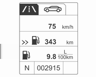 färdinformation för olika förare. Trippmätare Trippmätaren visar den registrerade sträckan sedan en återställning. Trippmätaren räknar upp till ett avstånd på 2000 km och börjar därefter om på 0.