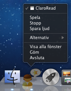 Dock När ClaroRead/WordRead körs visas dess ikon i dock.