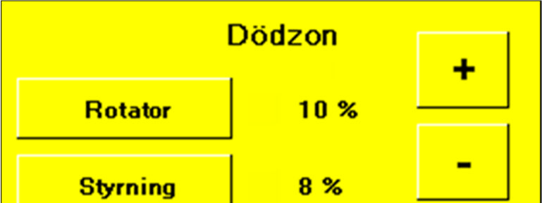 14.3. Dödzon Meny/Kalibrering spakar/dödzon. Funktionen Dödzon används för att skapa ett område från funktionens opåverkade läge (centrumläge) där systemet anser att du ej ännu rört funktionen.