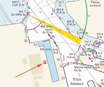 7 Nr 95 Gästhamn Dockan Exploatering AB Kattegatt / Kattegat * 2968 Sjökort/Chart: 9312 Sverige. Kattegatt. Göteborg. NO om Älvsborgsbron. Prick utsatt.