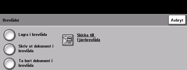 4 Fax Brevlådor Brevlådor är områden i maskinens minne där inkommande fax lagras och där du kan hämta utgående fax (se Hämtning sidan 69).